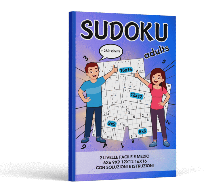 Sei alla ricerca di un'attività rilassante ma stimolante per mantenere la mente attiva?

"Sudoku Adults" è il libro perfetto per te! Con oltre 280 schemi di Sudoku, suddivisi in livelli di difficoltà crescente, potrai allenare la tua logica, migliorare la concentrazione e goderti un passatempo intelligente.
Cosa troverai in questo libro?
✔️ Oltre 280 Sudoku: Schemi di livello Facile e Medio, per sfidare la tua mente senza stress.
✔️ Griglie di diverse dimensioni: 6x6, 9x9, 12x12 e 16x16 per variare la complessità e il divertimento.
✔️ Istruzioni chiare e dettagliate: Ideali per chi desidera rinfrescare le regole o per chi si avvicina per la prima volta a questo gioco.
✔️ Soluzioni complete: Per verificare facilmente le tue risposte e migliorare le tue strategie.
Perché scegliere "Sudoku Adults"?
🧐 Allena la tua mente: Il Sudoku è uno dei giochi più efficaci per sviluppare il pensiero logico e le capacità di problem-solving.
🔍 Migliora la concentrazione: Perfetto per staccare dalla routine quotidiana e dedicarti a un'attività rilassante.
📚 Niente schermi, solo relax: Un passatempo senza dispositivi digitali, per un benessere mentale autentico.
🎁 Un regalo originale e utile: Ideale per amici e familiari appassionati di giochi di logica.
Prenditi una pausa dalla frenesia quotidiana e sfida la tua mente in modo divertente e costruttivo. Acquista ora "Sudoku Adults" e scopri quanto può essere appagante risolvere ogni schema! 🚀📚