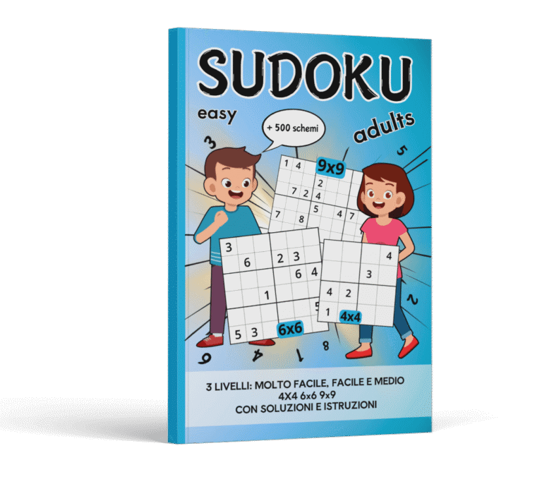 Sei alla ricerca di un'attività stimolante e rilassante per tenere allenata la mente?

"Sudoku Adults Easy" è il libro perfetto per te! Con oltre 500 schemi di Sudoku e tre livelli di difficoltà, questo libro è il compagno ideale per chi desidera migliorare la propria concentrazione, capacità logica e risoluzione dei problemi.

Cosa troverai in questo libro?
✔️ Oltre 500 Sudoku in tre livelli di difficoltà: Molto Facile, Facile e Medio, per un percorso di crescita mentale graduale.
✔️ Griglie 4x4, 6x6 e 9x9, per variare il livello di sfida e mantenere il gioco interessante.
✔️ Istruzioni semplici per chi si avvicina al Sudoku, ideali anche per chi è alle prime armi. ✔️ Soluzioni incluse, per permetterti di verificare le risposte e migliorare la tua strategia.

Perché scegliere "Sudoku Adults Easy"?
🧠 Potenzia le tue abilità logiche: Il Sudoku aiuta a sviluppare capacità di problem-solving e a mantenere la mente allenata.
🔍 Migliora la concentrazione: Un'attività ideale per affinare l'attenzione e la pazienza.
📖 Perfetto per una pausa mentale senza schermi: Un'ottima alternativa a tablet e smartphone.
🎁 Un regalo intelligente: Perfetto per chi cerca una sfida mentale divertente e costruttiva!

Dai alla tua mente un'opportunità di crescita divertente e stimolante! Acquista ora "Sudoku Adults Easy" e inizia subito a mettere alla prova la tua logica! 🚀📚
