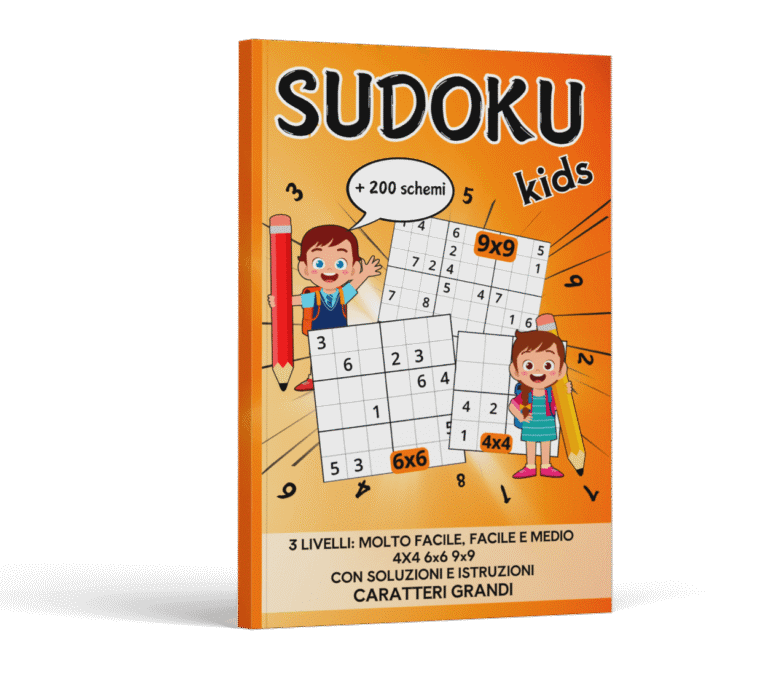Sudoku Kids
Sei alla ricerca di un'attività educativa e coinvolgente per il tuo bambino? "Sudoku Kids" è il libro perfetto per stimolare la mente e far divertire i più piccoli! Con oltre 200 schemi di Sudoku, tre livelli di difficoltà e simpatici animaletti che accompagnano il gioco, questo libro è il compagno ideale per sviluppare logica, concentrazione e capacità di risoluzione dei problemi.

Cosa troverai in questo libro?
✔️ Oltre 200 Sudoku in tre livelli di difficoltà: Molto Facile, Facile e Medio, per accompagnare la crescita e il miglioramento delle abilità logiche.
✔️ Griglie 4x4, 6x6 e 9x9 per adattarsi a diverse età e livelli di esperienza.
✔️ Caratteri grandi e ben leggibili, perfetti per i bambini.
✔️ Istruzioni chiare su come giocare, ideali anche per chi si avvicina per la prima volta al Sudoku.
✔️ Soluzioni incluse, per aiutare i piccoli a verificare le risposte e imparare dagli errori.
✔️ Disegni di teneri animaletti, per rendere il gioco ancora più divertente e coinvolgente!

Perché scegliere "Sudoku Kids"?
🧠 Stimola il pensiero logico: Il Sudoku aiuta i bambini a sviluppare strategie e capacità di problem-solving.
🔍 Migliora la concentrazione: Ideale per aumentare l'attenzione e la pazienza.
📖 Perfetto per l'apprendimento senza schermi: Un'attività educativa lontano da tablet e smartphone.
🎁 Un regalo intelligente: Ottimo per compleanni, vacanze o semplicemente per intrattenere in modo costruttivo!

Dai ai tuoi bambini la possibilità di divertirsi e imparare allo stesso tempo! Acquista ora "Sudoku Kids" e inizia subito il viaggio nel mondo della logica! 🚀📚